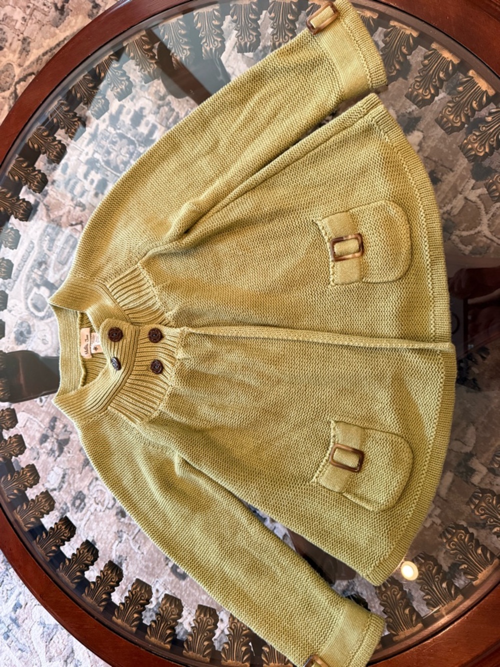 Matilda Jane Sage Green Knit Cardigan with Brown Buttons